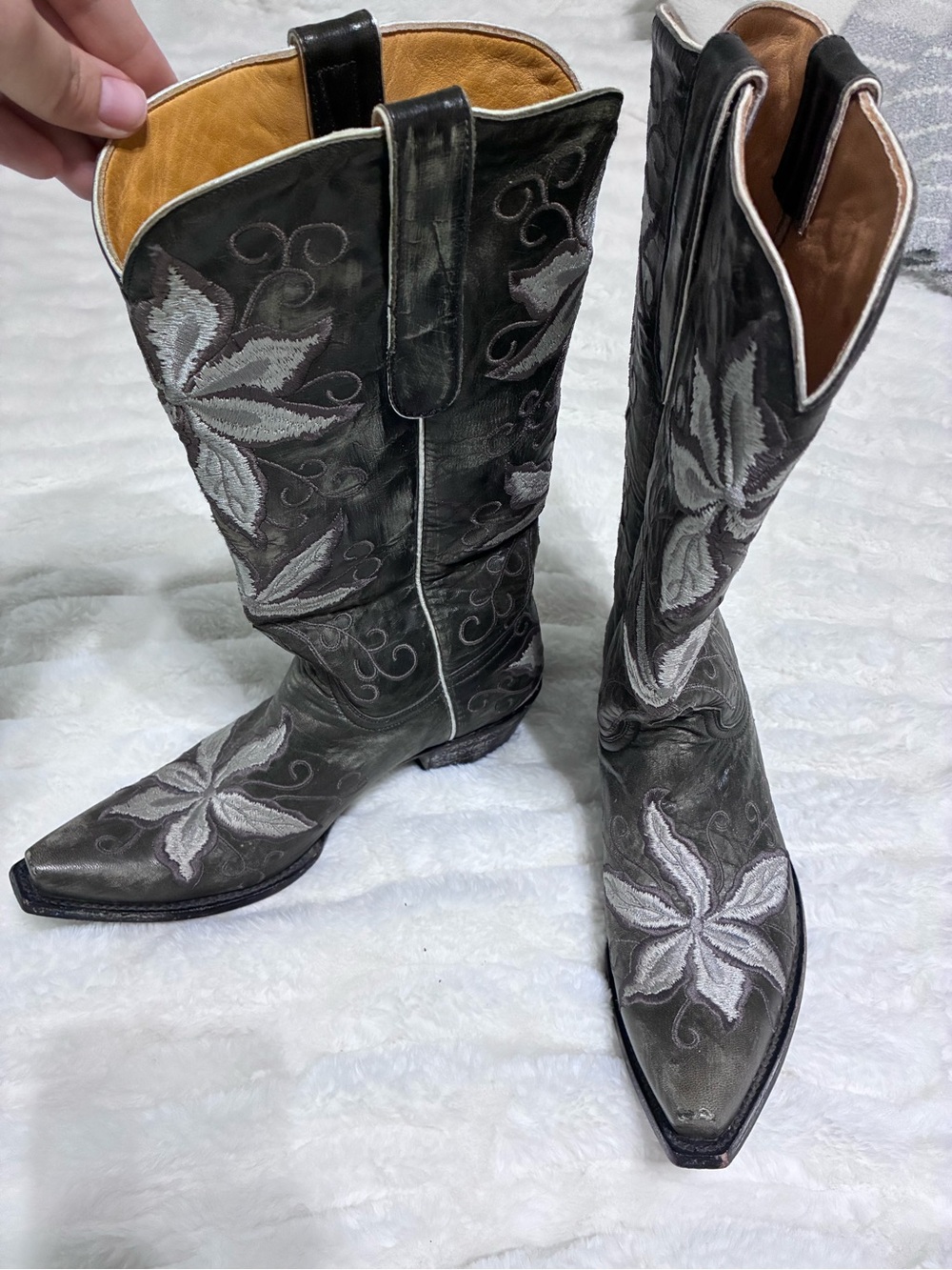 Old Gringo Gray Embroidered Women's Lace Up Cowboy Boots